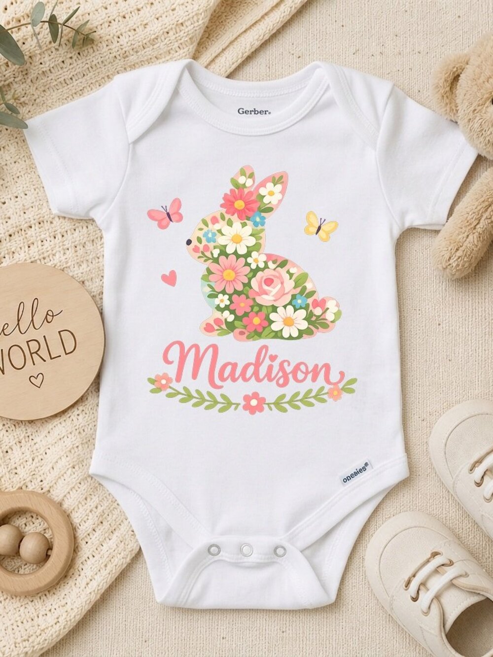 Personalized Easter Bunny Baby Girls Spring Gift ONESIE®